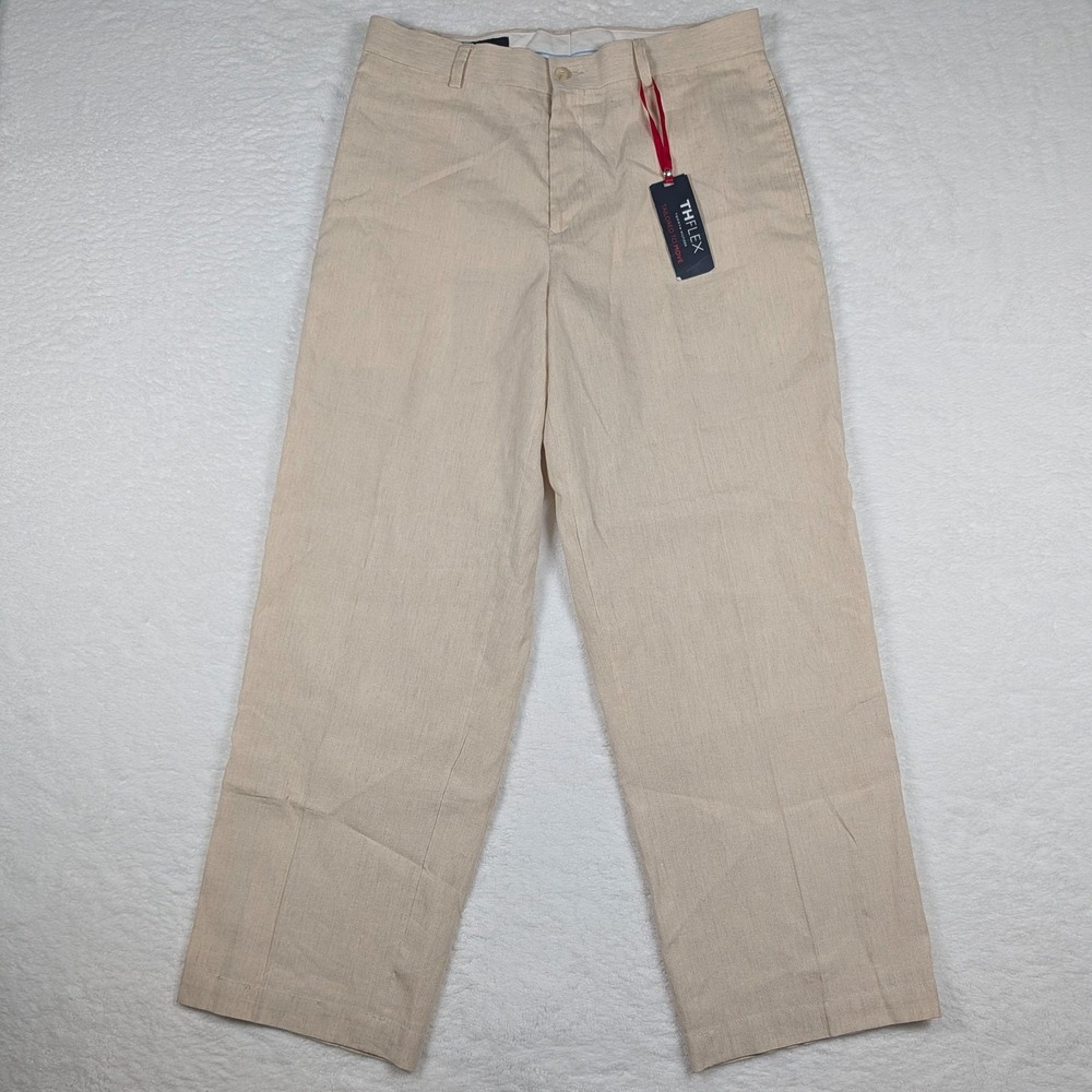 Tommy Hilfiger Pants Mens 30x30 Beige Bermuda Relaxed Rayon TH Flex‎ Stretch